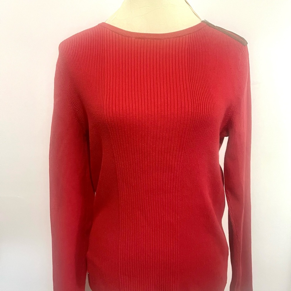 Lauren Ralph Lauren Red Ribbed Crew Neck Sweater